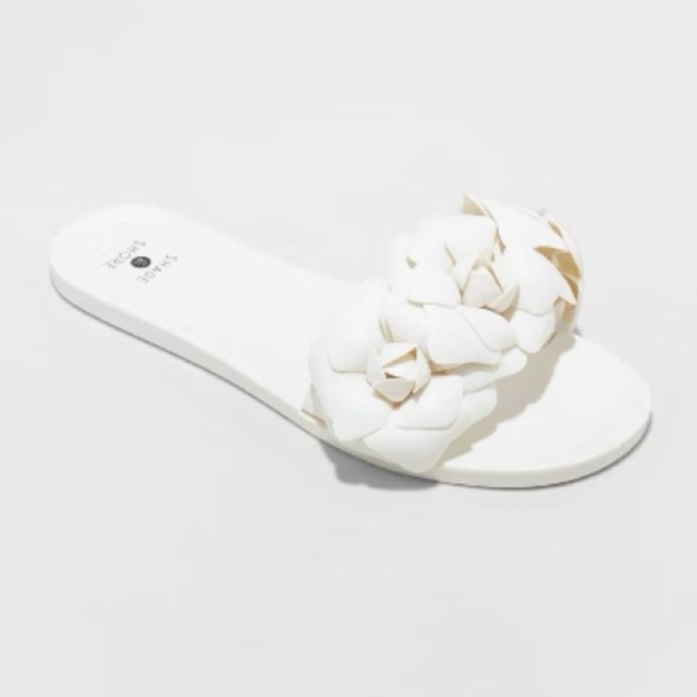 Women's White Floral Slide Sandals